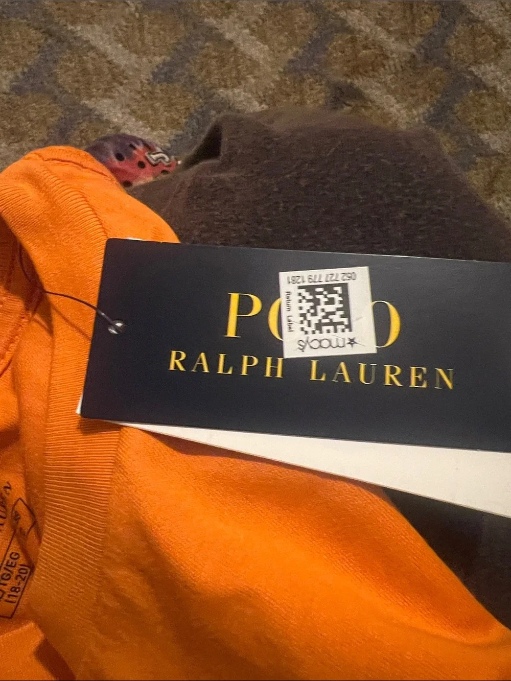 Ralph Lauren Orange Polo Bear Graphic Tee - Kids size XL 18/20 kids
